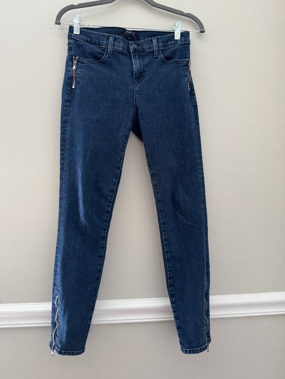 J Brand Dark Wash Skinny Jeans Ankle Zip Size 26
